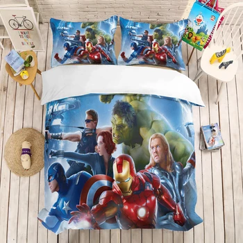 

The Avengers iron Man 3D beding set Marvel Super hero Duvet Covers Pillowcases comforter bedding sets Captain Marvel