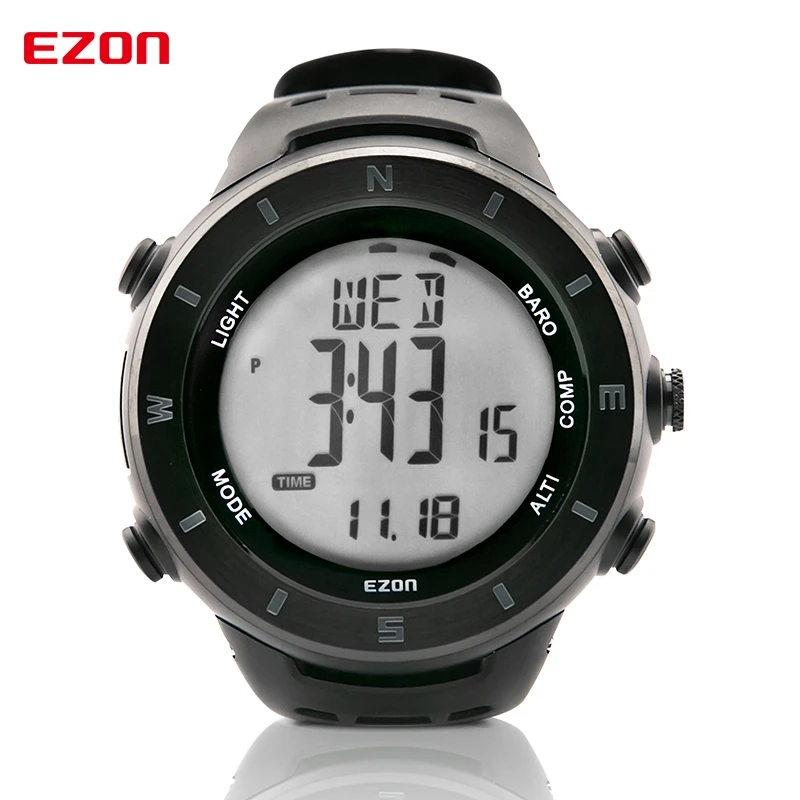 EZON Altimeter Barometer Thermometer Compass Weather Forecast Outdoor Fun Men Digital Watches Sports Climbing Hiking Wristwatch