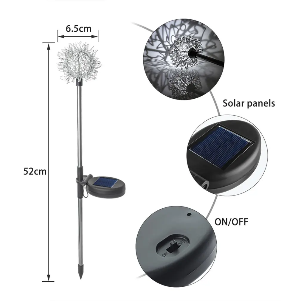 Солнечное декоративное освещение сада Led Одуванчик газон грунтовый Светильник Солнечный садовый свет