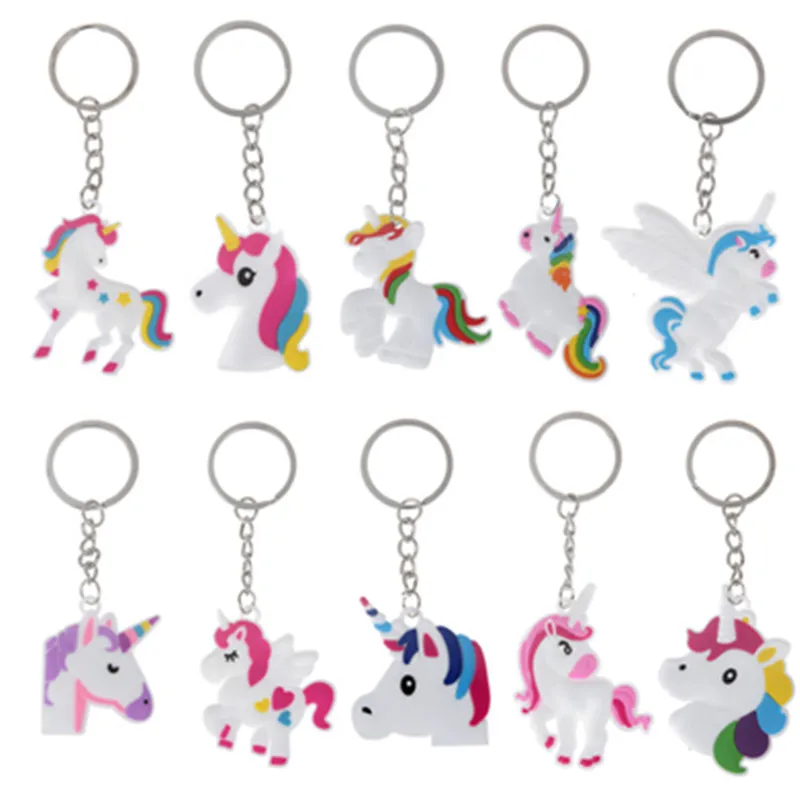

Trendy Diy Cute Fairytale PVC Unicorn Key chain Multi-style Horse Key Rings Holder Alloy Key Chain For Woman Girls Gift Jewelry