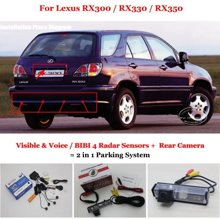 

Liislee For Lexus RX330 / RX350 - Car Parking Sensors + Rear View Camera = 2 in 1 Visual / BIBI Alarm Parking System
