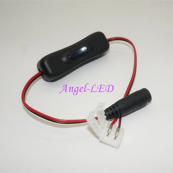 

free shipping 5pcs LED connector with switch button, DC to 10mm 2pin connector, connecting led strip without welding