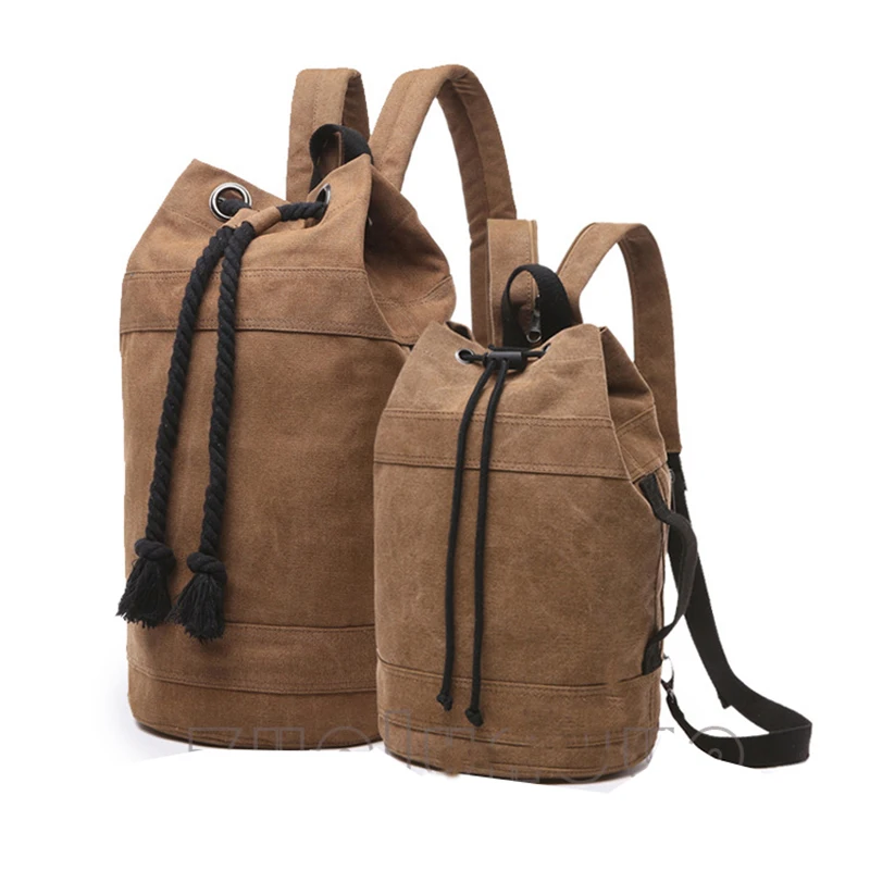 Retro Draw drawstring men backpack men's casual bags Men's canvas