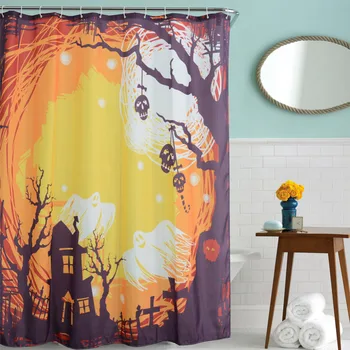 

Waterproof Halloween Skeleton Ghost Decoration Polyester Shower Curtains Bath Bathing Sheer Curtain For Home Decor