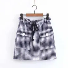 Женская Популярная Новая XQ8-35-9346 в европейском и американском стиле мини-юбка в клетку