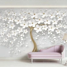 Beibehang пользовательские 3d Обои фреска 3d Белый цветок 3d тисненый ТВ фон стены ТВ фон Настенные обои для гостиной
