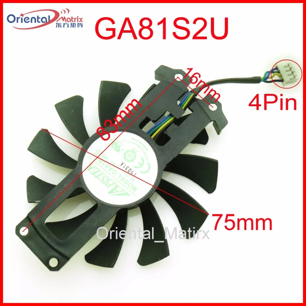 Free Shipping GA81S2U 12V 0 38A 75mm 4Pin Fan For ZOTAC GTX960 4G PCI EDC Graphics