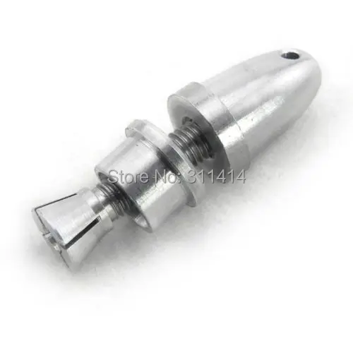 Adaptateur d'hélice en aluminium pour arbre 5mm, montré avec hélice