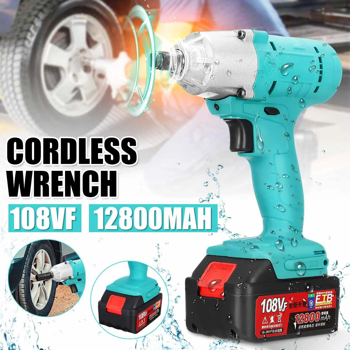 320N/m 108VF 12800mAh Lithium-Ion Battery Electric Cordless Impact Wrench Drill Driver Kit Power Tools