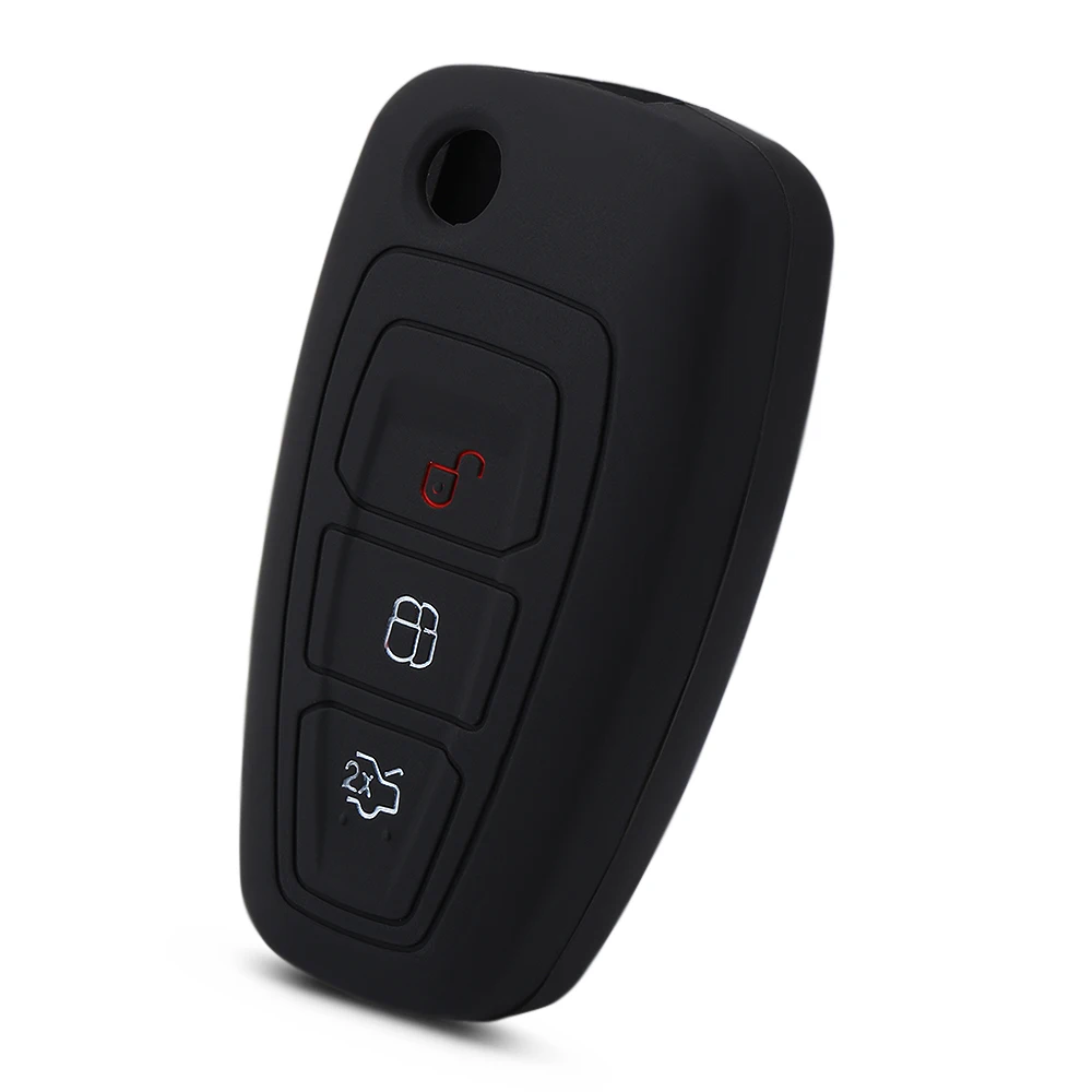

VCiiC Flip Folding Key Cover Silicone Case For Ford Focus Fiesta Kuga Escape Ecosport Fob Case 3 Buttons