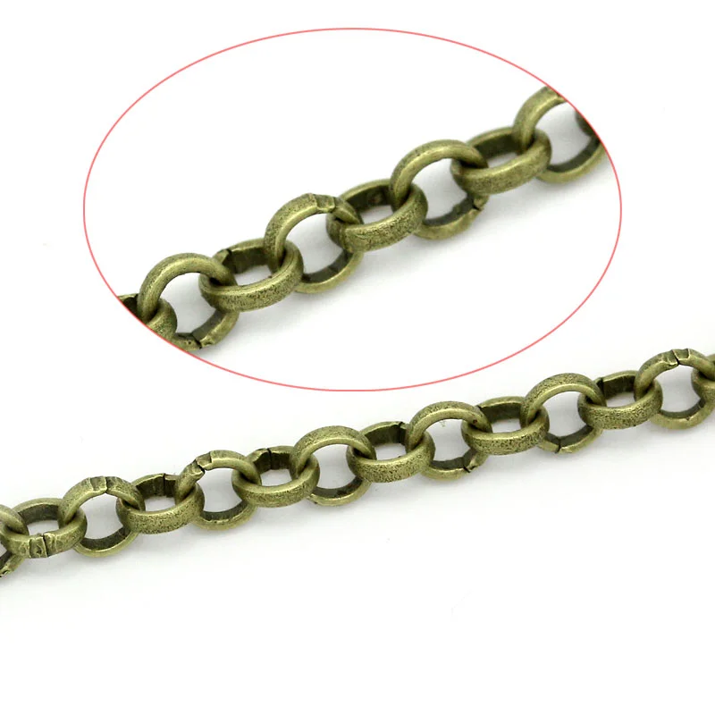 8SEASONS Links-Opened Cable Chains Findings Antique Bronze 4mm,5M (B29452)