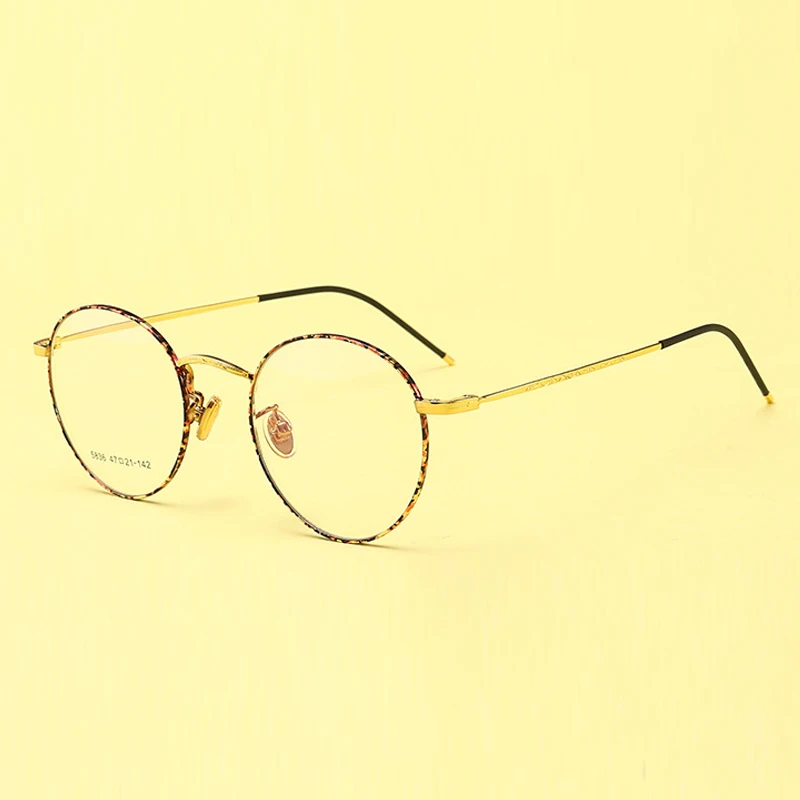 Металлическая оправа для очков, женские классические оптические очки по рецепту, круглая оправа, прозрачные линзы, очки для чтения, ультра светильник, оправа