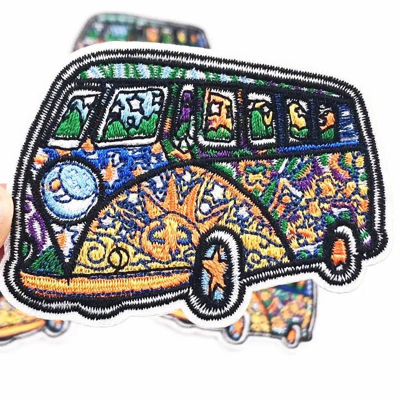 

1PCS Colorful Embroidered Psychedelic Bus Hippie Peace & Love Symbol sew applique iron on patch Biker Vest DIY Patch accessories