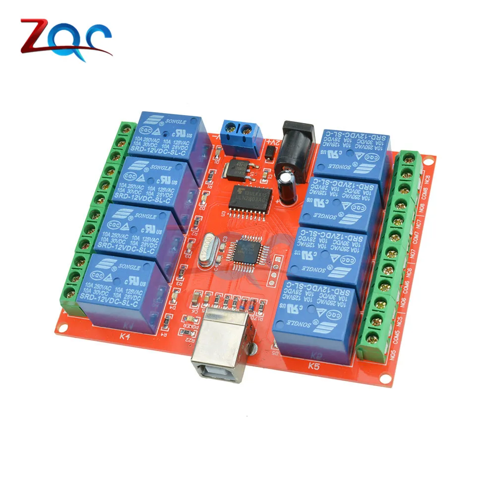 8 каналов DC 12 В релейный модуль/компьютер USB переключатель управления драйвер ПК интеллектуальное управление Лер восемь способов 12 В USB для умного дома