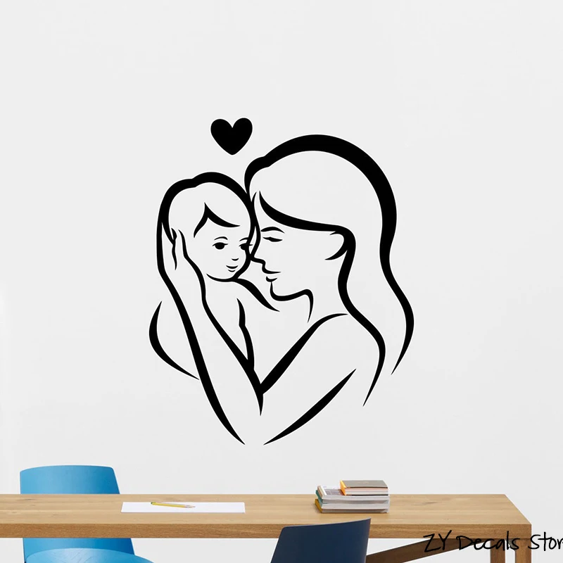 Mother With Baby Wall Decal Nursery Bedroom Vinyl Wall Sticker Home Art