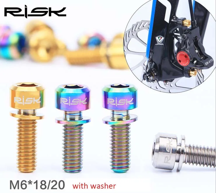 

RISK 4pcs/set M6*18 / 20 mm Titanium Alloy MTB Road Bicycle Hydraulic Disc Brake fixed bolts Bike Crankset Fixed Screw