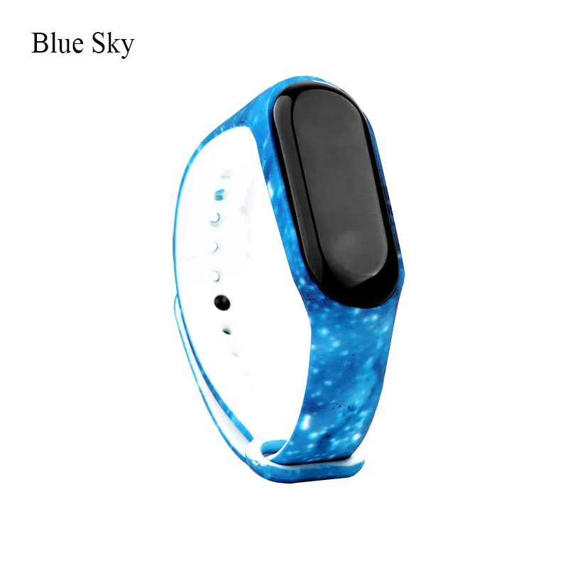 BOORUI новейший силиконовый спортивный ремешок mi band 3, высокое качество, аксессуары для mi 3, модный браслет с разноцветным принтом mi 3 - Цвет: Blue Sky