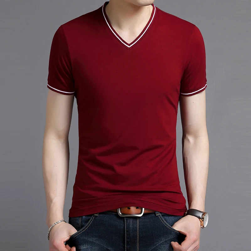 2019 New Fashion Brand Tshirt Mens V Neck Solid Color Summer Trends Tops Street Wear Top Grade Short Sleeve T-Shirt Men Clothing 2019 New Fashion Brand Tshirt Mens V Neck Solid Color Summer Trends Tops Street Wear Top Grade Short Sleeve T-Shirt Men Clothing