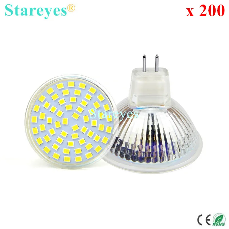 Светодиодный точечный светильник Epistar 200 шт. 3528 SMD 60 4 Вт MR16 12 В светодиодный