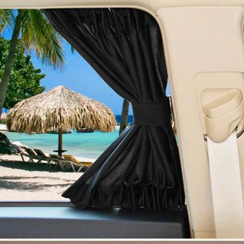 

2pcs 70cm Mesh Auto Rear Valance UV Sunshade Drape Visor Car Window Curtain