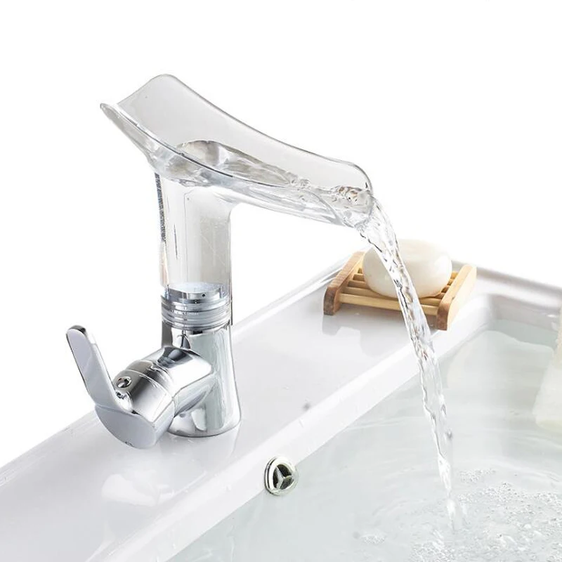 

Basin Faucets Waterfall faucet for Bathroom Basin Mixer Tap Single Handle Sink Mixer Tap Deck Mounted Bathroom Torneiras TL865