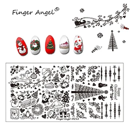 Finger Angel 1 шт. рождественские пластины для штамповки ногтей изображение штамп уникальный мультфильм Лось Снежинка 6*12 см DIY ногтей шаблон пластины - Цвет: MC15