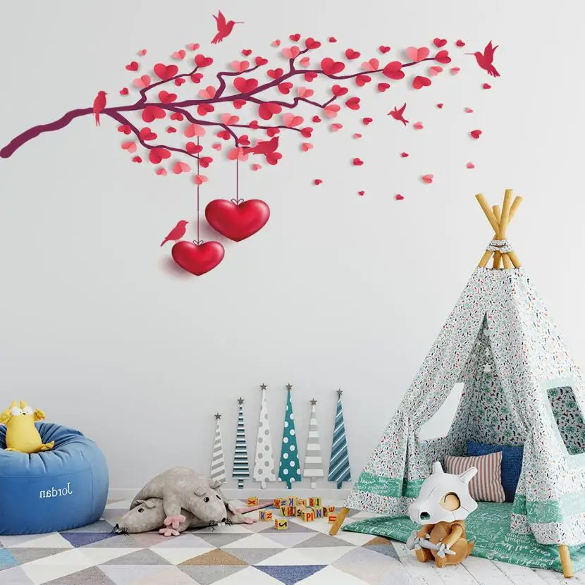 Glow in the Dark Wall Stickers Colourful Hearts Removable Girls Room Decoration