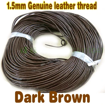 

1.5mm Dark Brown Genuine Cowhide Thread Round Leather Cord For Bracelets Necklace Jewelry Making,100Yard/Lot,Free Shipping