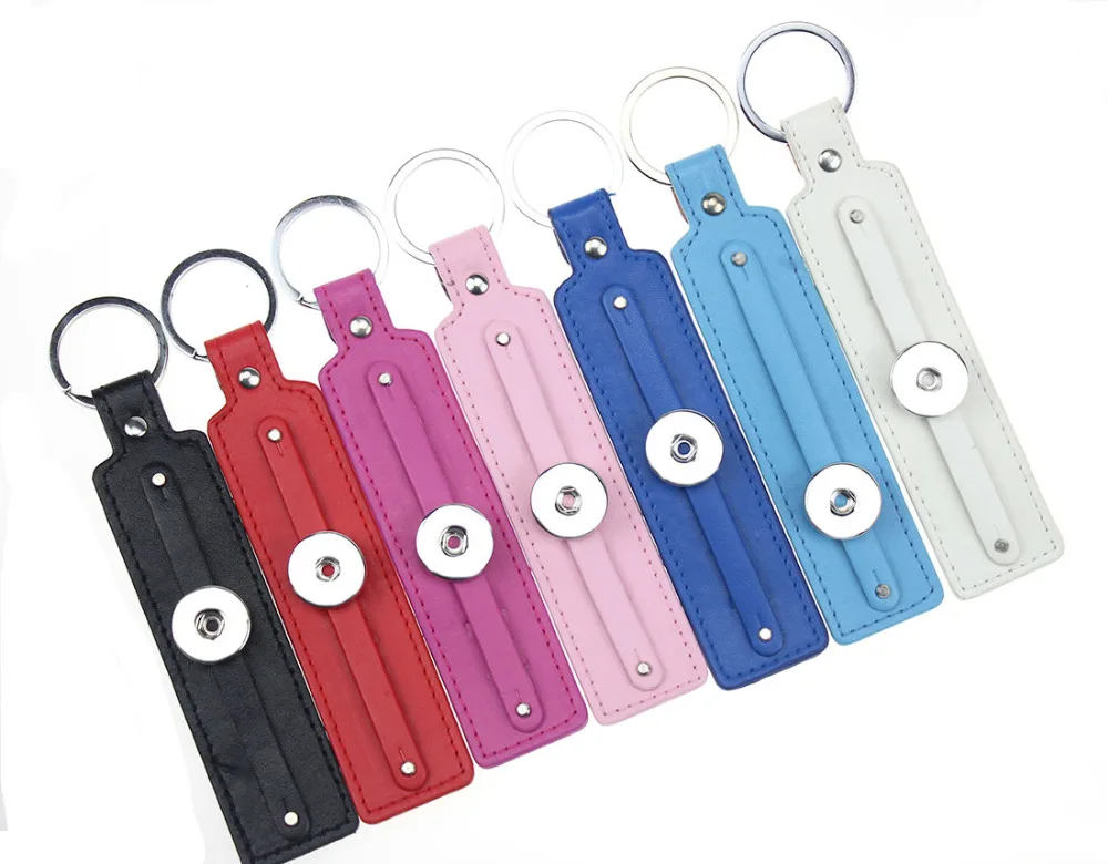 Leather Snap Keychain Jewelry 7 Designs 18mm Snap button key chain Fit