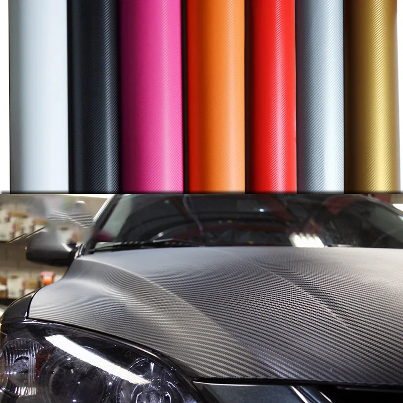 30x127cm Black 3D Carbon Fiber Vinyl Car Wrap Sheet Roll Film Sticker Decal