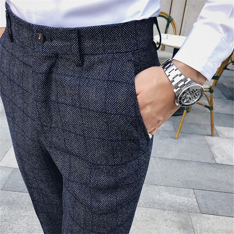 men dress pants Business Casual mens plaid pants Asia size 29 30 31 32 33 34 35 men trousers