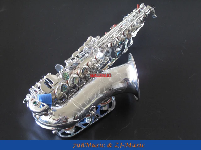 Cheap Silver Plated Bb Soprano Saxophone Sax Bb key High F New Case