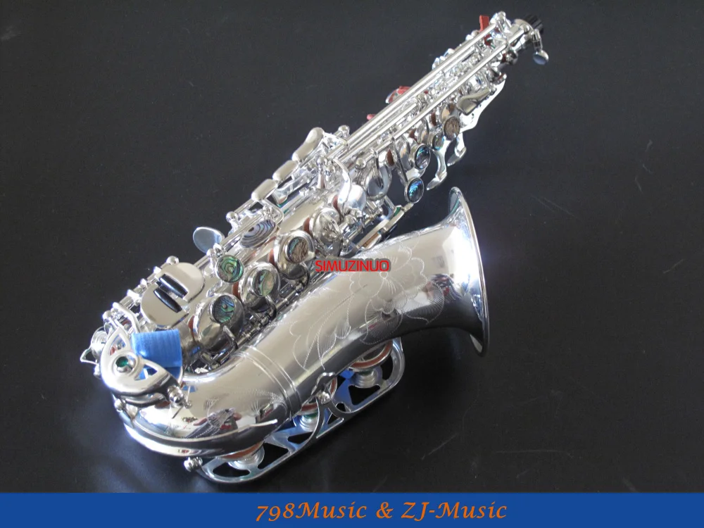 

Silver Plated Bb Soprano Saxophone Sax Bb key High F New Case