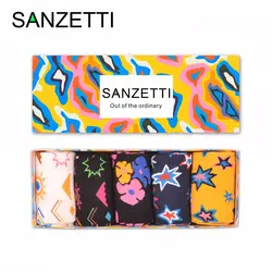 Sanzetti 5 пара/лот Подарочная коробка красочные свадебные носки для подарки на день рождения Для мужчин смешно Новинка Хлопок Повседневное