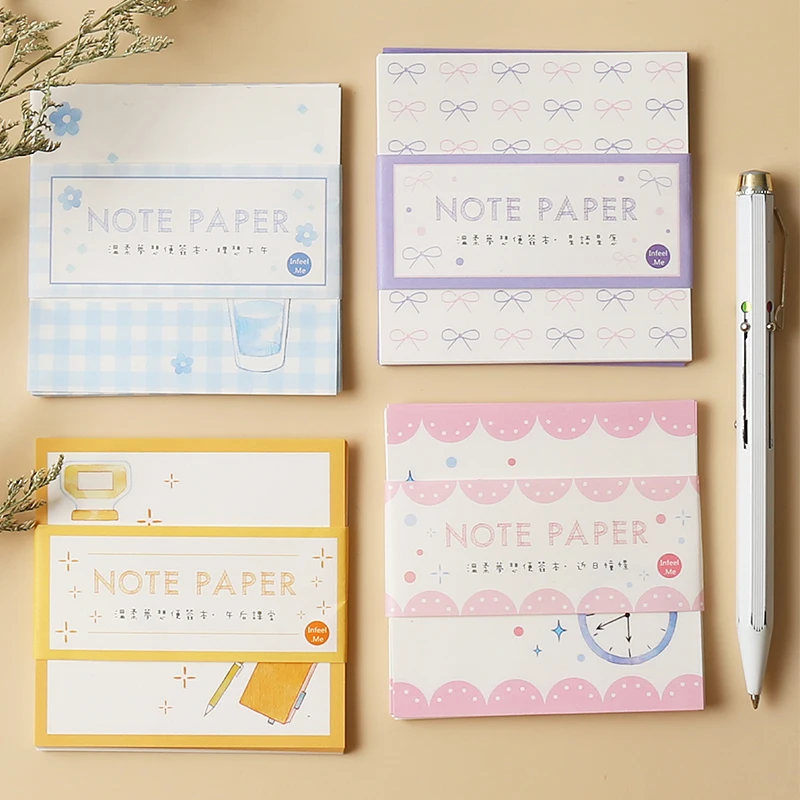 

4pcs School dream memo pad set Sweet color lace paper note mini post Diary planner marker it notes gift Stationery Office F602