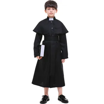 

New Maria Priest Halloween Masquerade Cosplay Jesus Christ Costume Kids Boys Girls Black Sexy Nun Robes