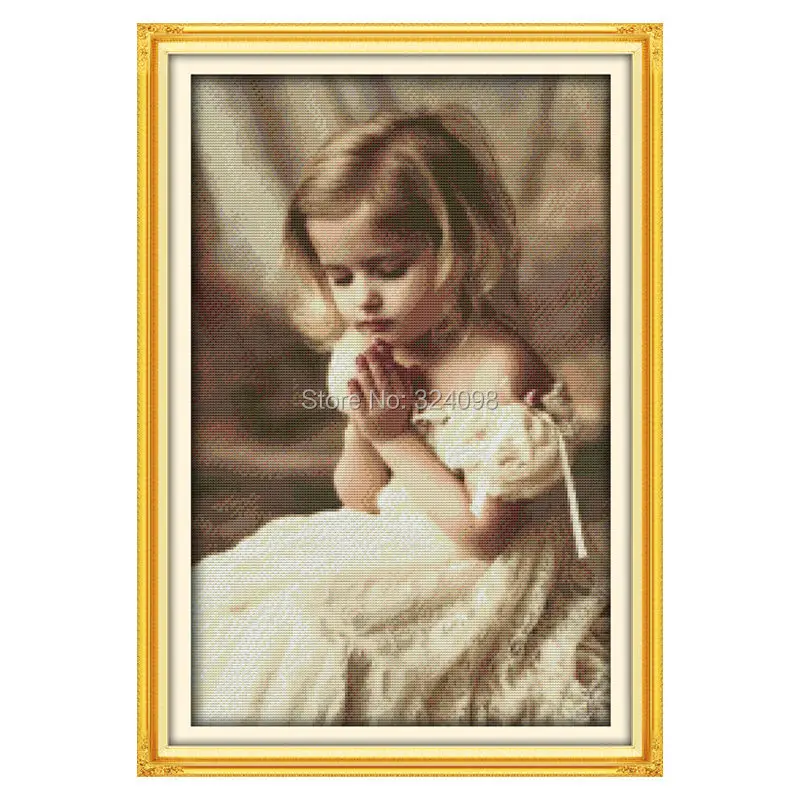 

Wholesale Needlework,Stitch,11CT 14CT Cross Stitch,Sets For Embroidery Kits,The pray girl Counted Cross-Stitching