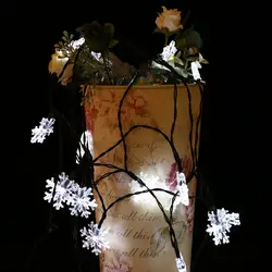 20 светодиодный солнечный Snow Flake строки Водонепроницаемый Снежинка Фея фонари строка с Панель Рождество открытый сад Свадебные украшения