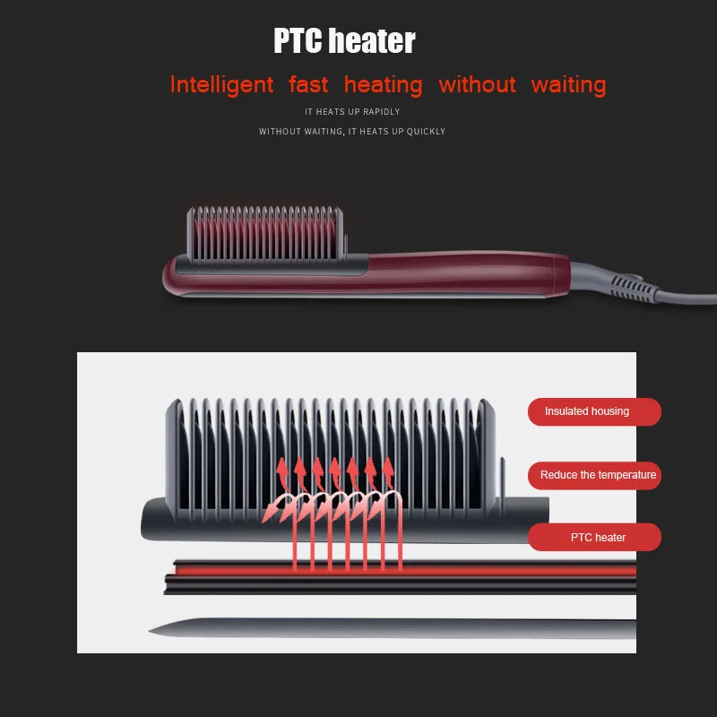 Профессиональный PTC нагревательный Электрический Керамический выпрямитель для волос, расчески, щетка для выпрямления, гладкая щетка, расческа, инструмент для укладки