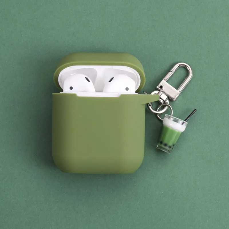 Милый зеленый молочный чай силиконовый чехол для Apple AirPods чехол Bluetooth кожухи головных телефонов для Airpods аксессуары защитный чехол