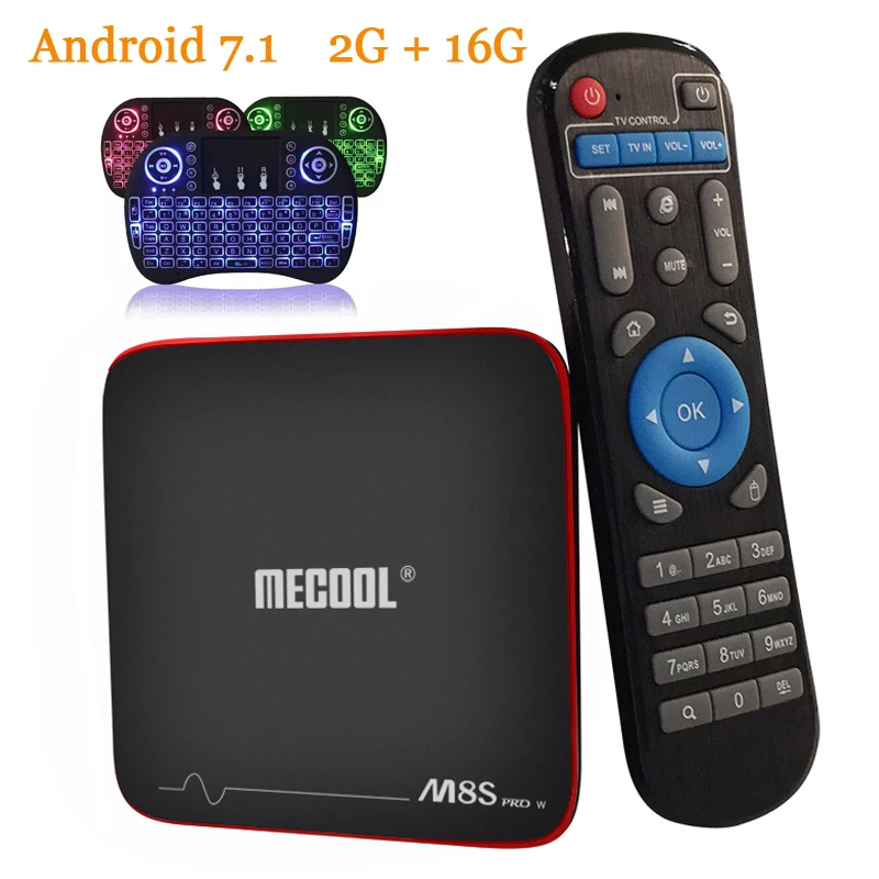 

MECOOL M8S PRO W Android 7.1 TV Box Amlogic S905W Quad Core 2GB RAM DDR4 16GB ROM Smart TV Box 2.4GHz WiFi 4K H.265 Set Top Box