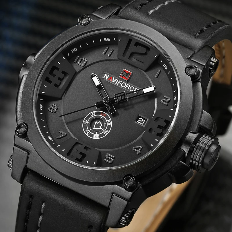Prix 2019 Nouveaux hommes de Mode Sport Montres NAVIFORCE Militaire Quartz Montre Bracelet Hommes En Cuir Imperméable À L eau Horloge Mâle Relogio Masculino
