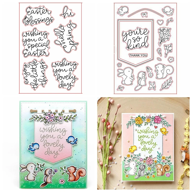

Spring Banner Buddies Transparent Clear Silicone Stamp Set for DIY Scrapbooking/Photo Album Card Making Decorative Clear Stamp