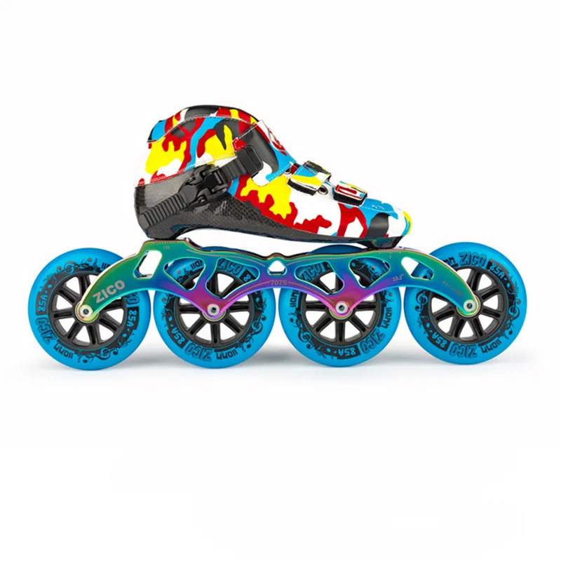 البحرية التمويه نمط المهنية مضمنة سرعة التزلج على الجليد أحذية 30-45 الأوروبية حجم التزلج Patines للمسار ماراثون سباق