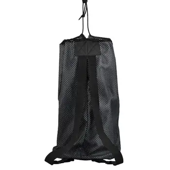 

Drawstring Mesh Sports Ball Bag Backpack Ball Holder Bag for Basketball Football Volleyball (Black)