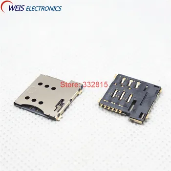 

10pcs SIM card slot Micro SIM 6P 6-Pin Memory card Holder adapter connect use for phone self push Type Free shipping