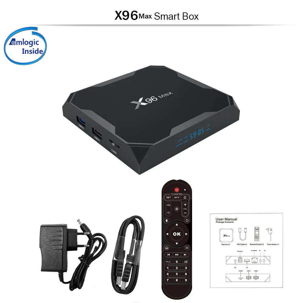 Smart android tv Box X96 MAX 4G 64GB Android 8,1 box tv Голосовое управление 2,4 и 5,8 WiFi Bluetooth 1000M медиаплеер pk A95X MAX - Цвет: 2GB 16 GB