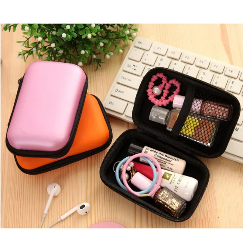 

Portable Data line Earphone line Storage Bags Solid Phone Charger Headset Box with Zipper for Travel Home Organizer Supplies