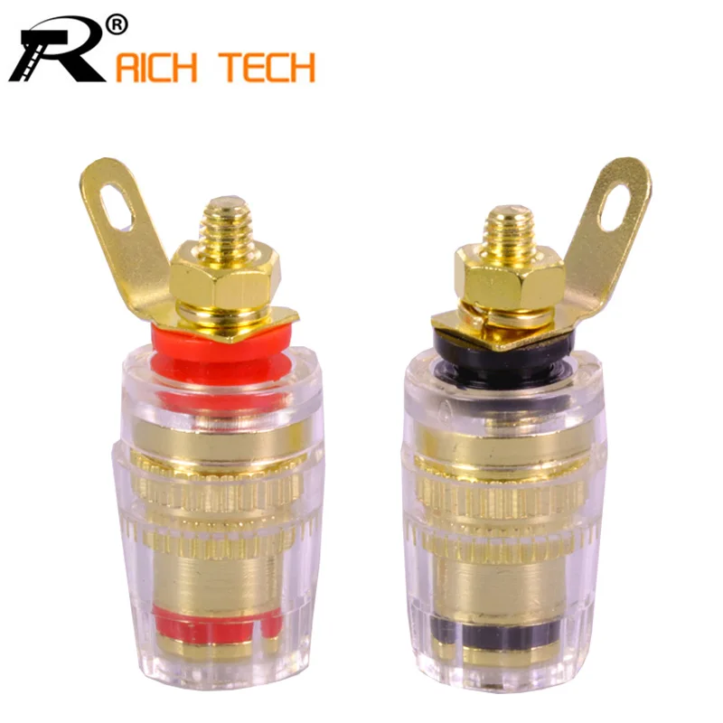 

2pairs/4pcs Banana Connector 4mm Thread Medium Amplifier Speaker Spade Terminal Binding Post Banana Plug Socket Connector 33MM