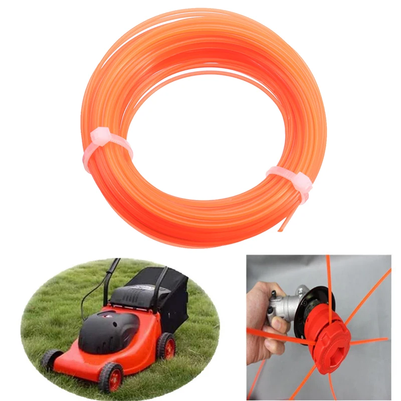 Orange-Red Nylon Trimmer Line Rope Roll Cord Wire String Tough and Flexible for Grass Strimmer Grass Cutting Supplies 15m x 3mm